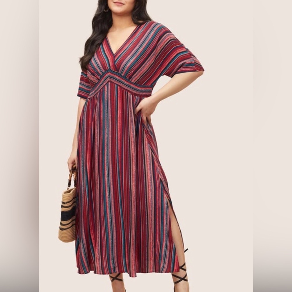 BloomChic Striped Contrast Dolman Sleeve Dress | 22-24 3X